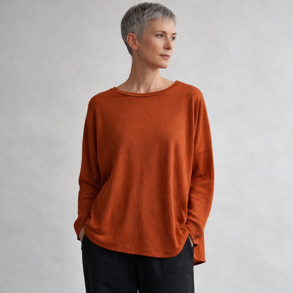 Labo.art Maglia Jersey Top Terracotta Cotton Cashmere Italian Minimalist Size 2